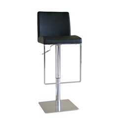 Koshii Adjustable Black Leather Barstool