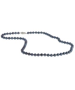 14k White Gold Cultured Akoya Black Pearl Necklace