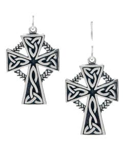 Sterling Silver Large Celtic Cross Earrings (17 mm W x 37.15 mm H)