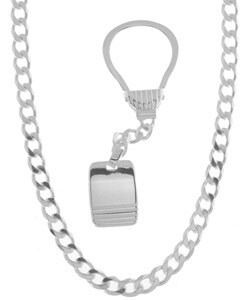 Sterling Silver 20-inch Curb Chain and Key Chain