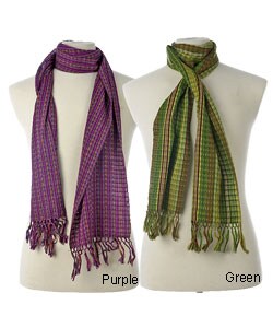Hand-knotted Cotton Spring Scarf (Guatemala)