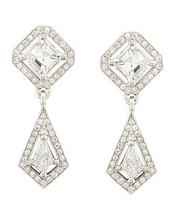18k White Gold 1-5/8ct Diamond Drop Earrings