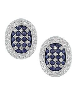 14k White Gold 1/3ct TDW Diamond Blue Sapphire Earrings