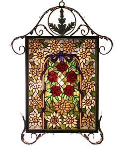 Tiffany-style Floral Iron Window Panel