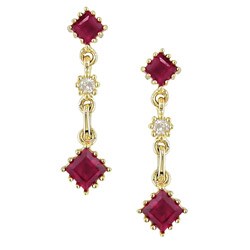 14k Yellow Gold Ruby Diamond Earrings