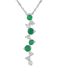 14k White Gold Emerald 1/10ct TDW Diamond Pendant
