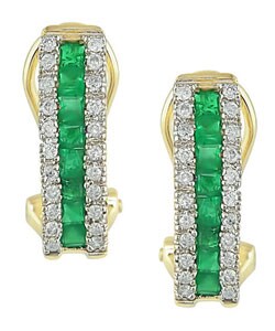 14k Gold 1/5ct TDW Diamond Emerald Earrings (Case of 3)