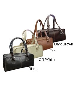 Classy Belt Stitched Leather Satchel Handbag