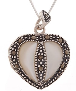 Silver Marcasite Heart Mother of Pearl Pendant : Jewelry from Overstock.com from overstock.com