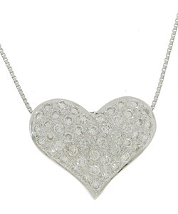 18k White Gold 1/2ct TDW Diamond Pave Heart Necklace (H-I, S-I2)