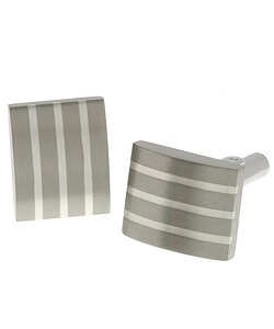 Titanium and Silver Inlay Cuff Links