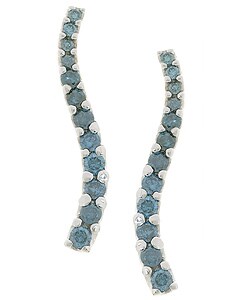 14k White Gold 1ct TDW Blue Diamond Journey Earrings (I2-I3)