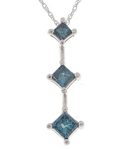 14k Gold 1ct Princess Blue Diamond Drop Pendant (I2-I3)