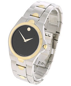 Movado Luno Men's Black Dial Two-tone Steel Watch