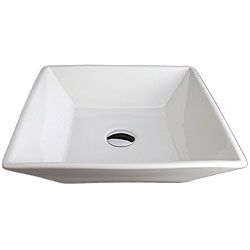 Fontaine Square Porcelain Vessel Sink with Drain