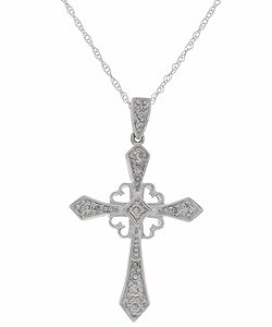 14k White Gold 1/4ct Diamond Cross Pendant