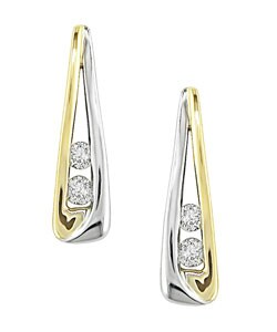 14k Two-tone Gold 1/6ct Diamond Earrings