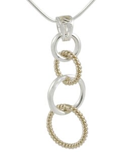 Sterling Silver Two-tone Linked Circle Necklace