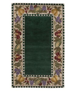 Hand-tufted Fruit Emerald Wool Rug (5' x 8')