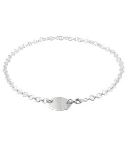 Sterling Silver Tag Necklace with Diamond Accent