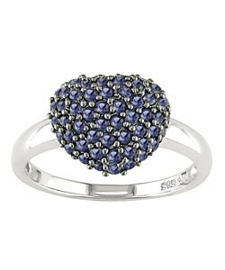 14k White Gold Sapphire Heart-shaped Ring