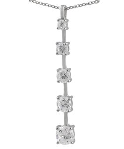 Sterling Silver 5-stone CZ Journey Necklace