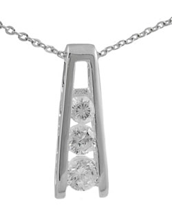 Sterling Silver CZ Drop Pendant Necklace