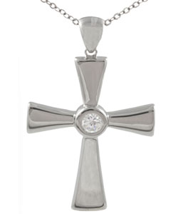 Sterling Silver CZ Cross Necklace