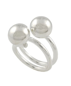 Sterling Silver Bypass Style Ball Fashion Ring
