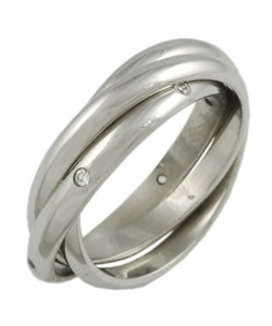 Stainless Steel Rolo Ring with CZ Accents
