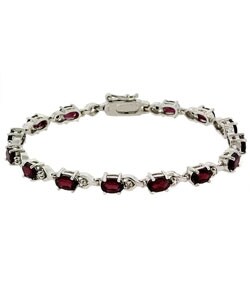 Sterling Silver Women's Diamond Accent Garnet Bracelet $28.89 Shipped