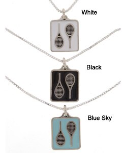 Silver Charming Life Double Racquet Tennis Necklace