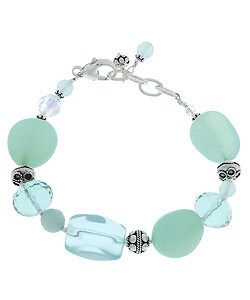 Silver Chunky Aqua Quartz Bracelet