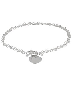 Sterling Silver Diamond Heart Toggle Necklace