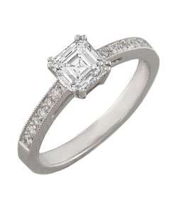 Platinum 7/8ct TDW Asscher-cut Diamond Engagement Ring ( H-I, SI1)
