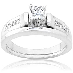 14k White Gold 3/5 ct TDW Princess Diamond Bridal
