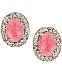 14k Pink Gold 1/5ctw Diamond Tourmaline Earrings