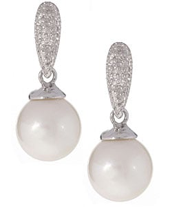 Akoya Cultured Pearl Milligrain Diamond Earrings
