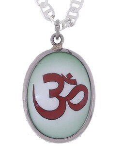 Sterling Silver Enamel Colorful Aum Medallion