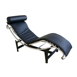 Adjustable Black Leather Chaise Lounge