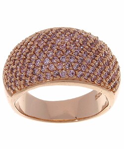 Pink Gold-tone Sterling Silver Pave Band CZ Ring