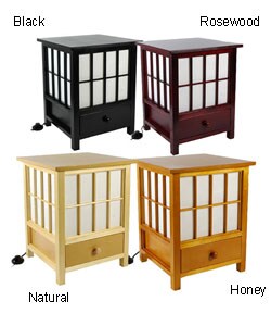 Handmade Hokkaido End Table Lamp with Drawer (China)