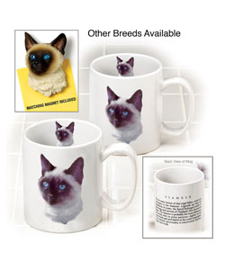 3-Piece Calico or Siamese Stoneware Cat Mug Set