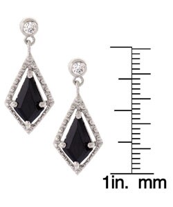 Sterling Silver Black Cubic Zirconia Drop Earrings