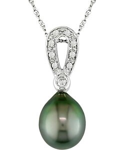 Cultured Tahitian Pearl 1/10ct Diamond Pendant