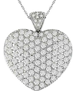 14k White Gold 3-1/2ct Diamond Pave Heart Pendant