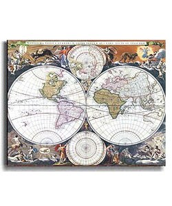New World Map, 17th Century Stretched Canvas Art