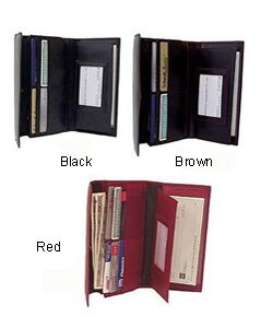 Leather 3-pocket Checkbook Wallet