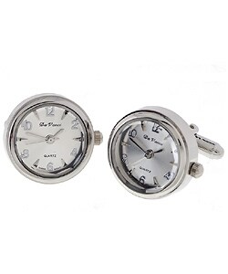 Da Vinci Men's Silvertone Round Watch Cuff Links