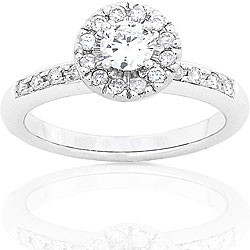 14k White Gold 1/2ct TDW Round Diamond Engagement Ring